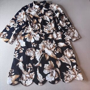 Maeve Anthropologie Floral Scalloped Hem Mock Neck Mini Shift Dress Plus Size 20